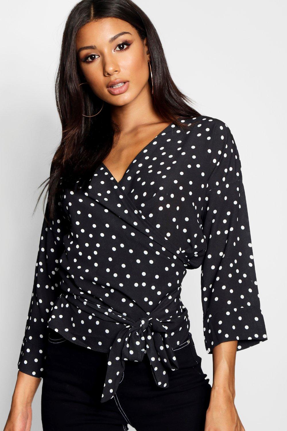 spotty wrap blouse