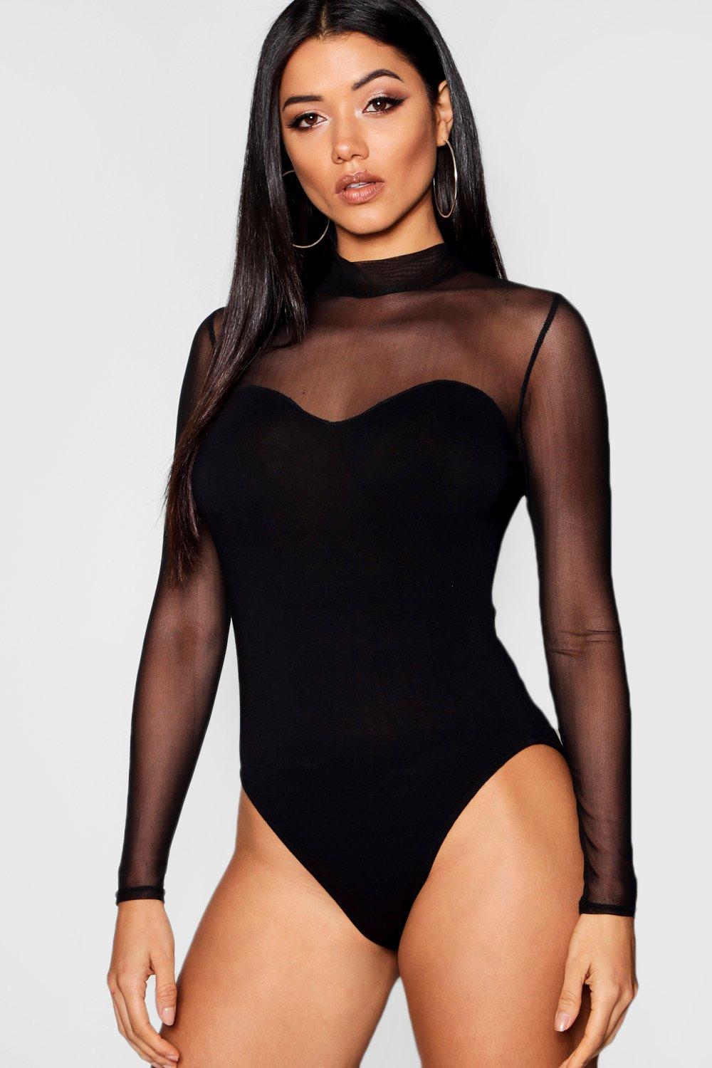 mesh turtleneck bodysuit