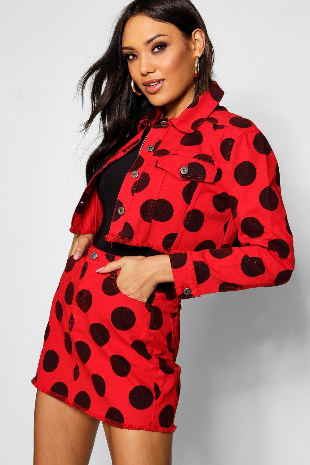 boohoo red spotty dress