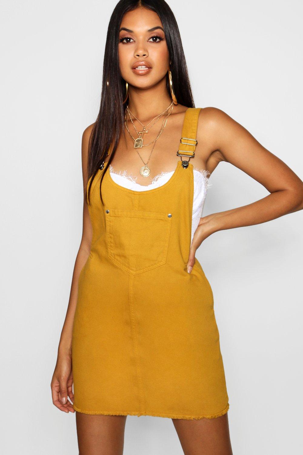 mustard yellow pinafore dress