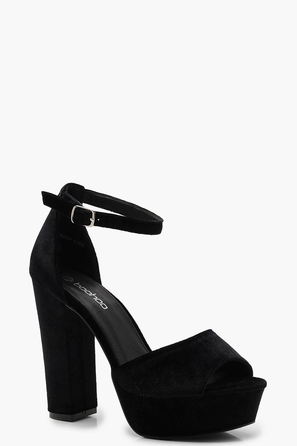 black velvet platform shoes