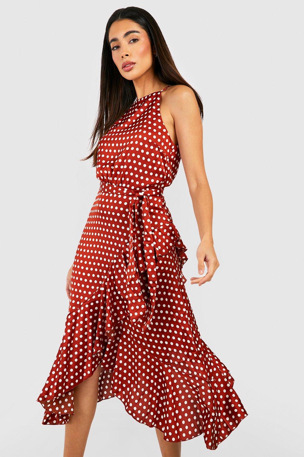 boohoo green polka dot dress