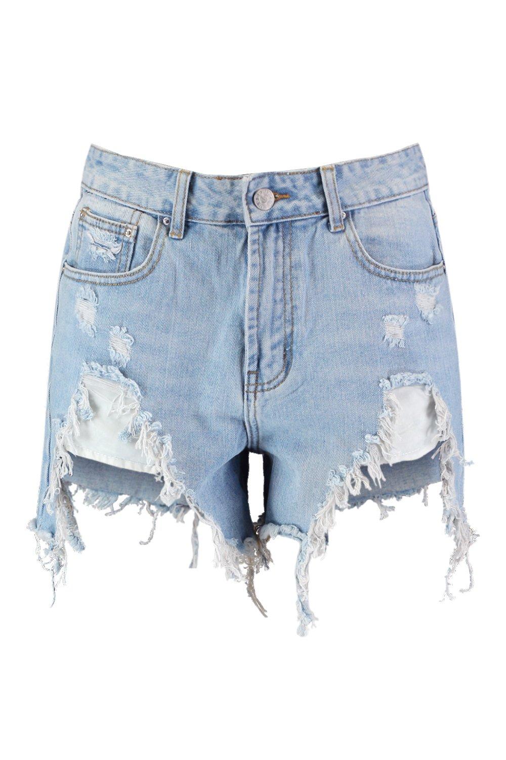 extreme distressed denim shorts