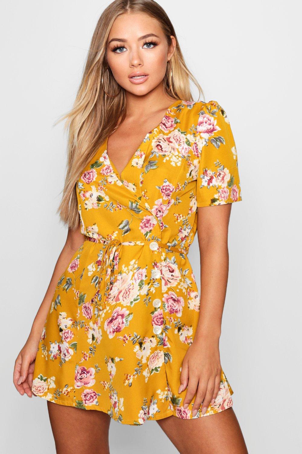 boohoo yellow floral dress