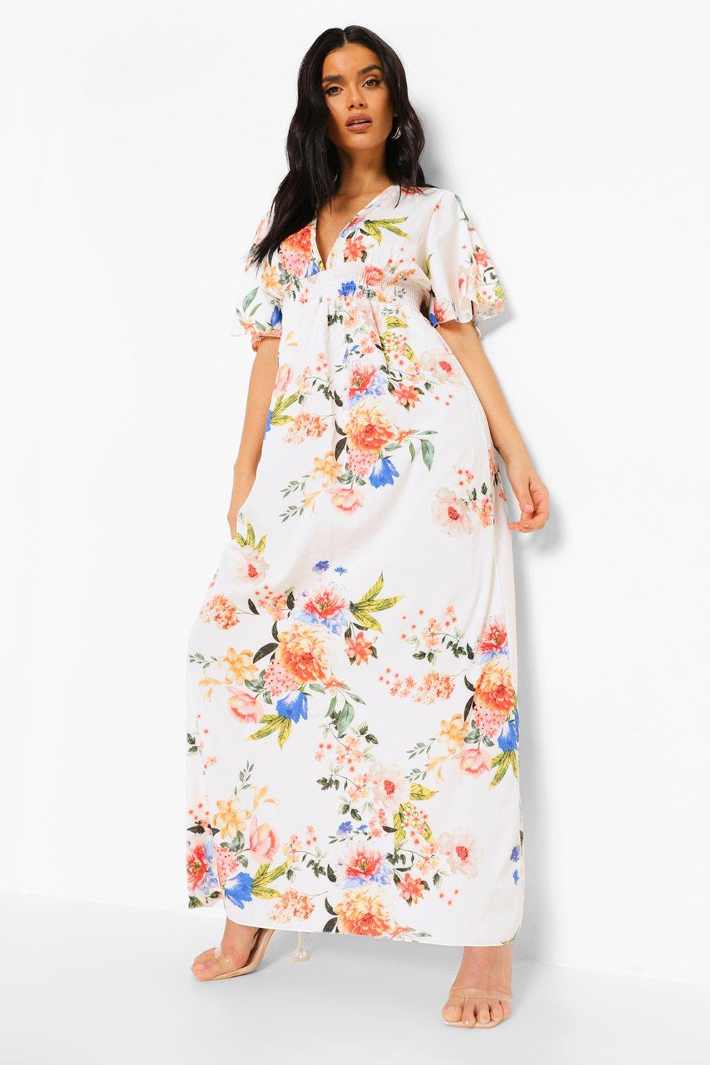 womens white floral maxi dress