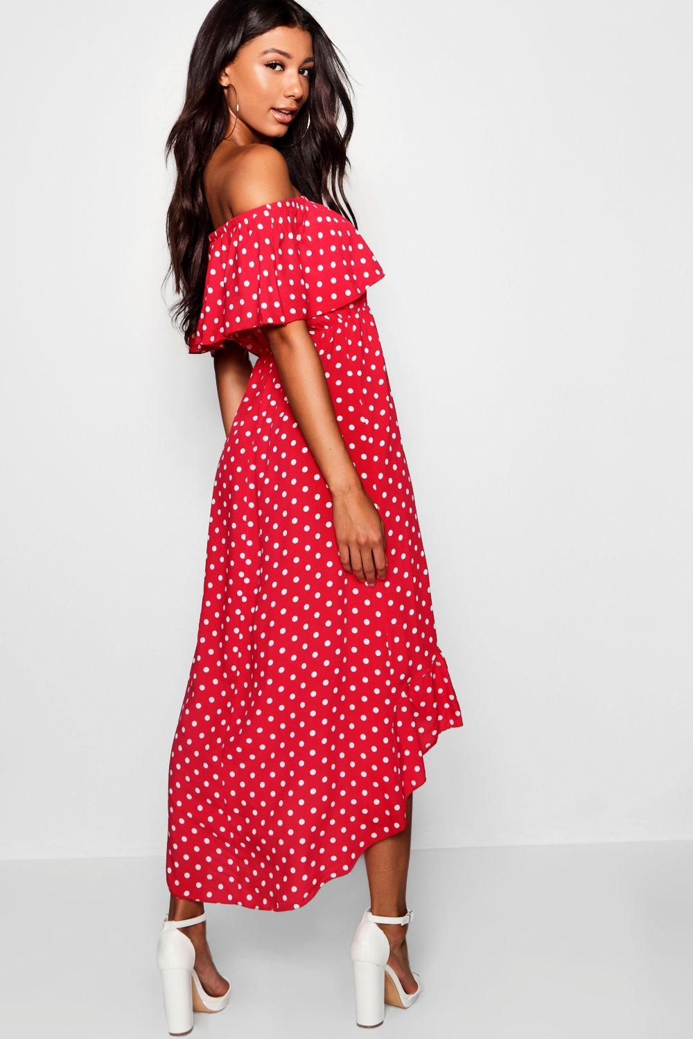 polka dot bardot dress