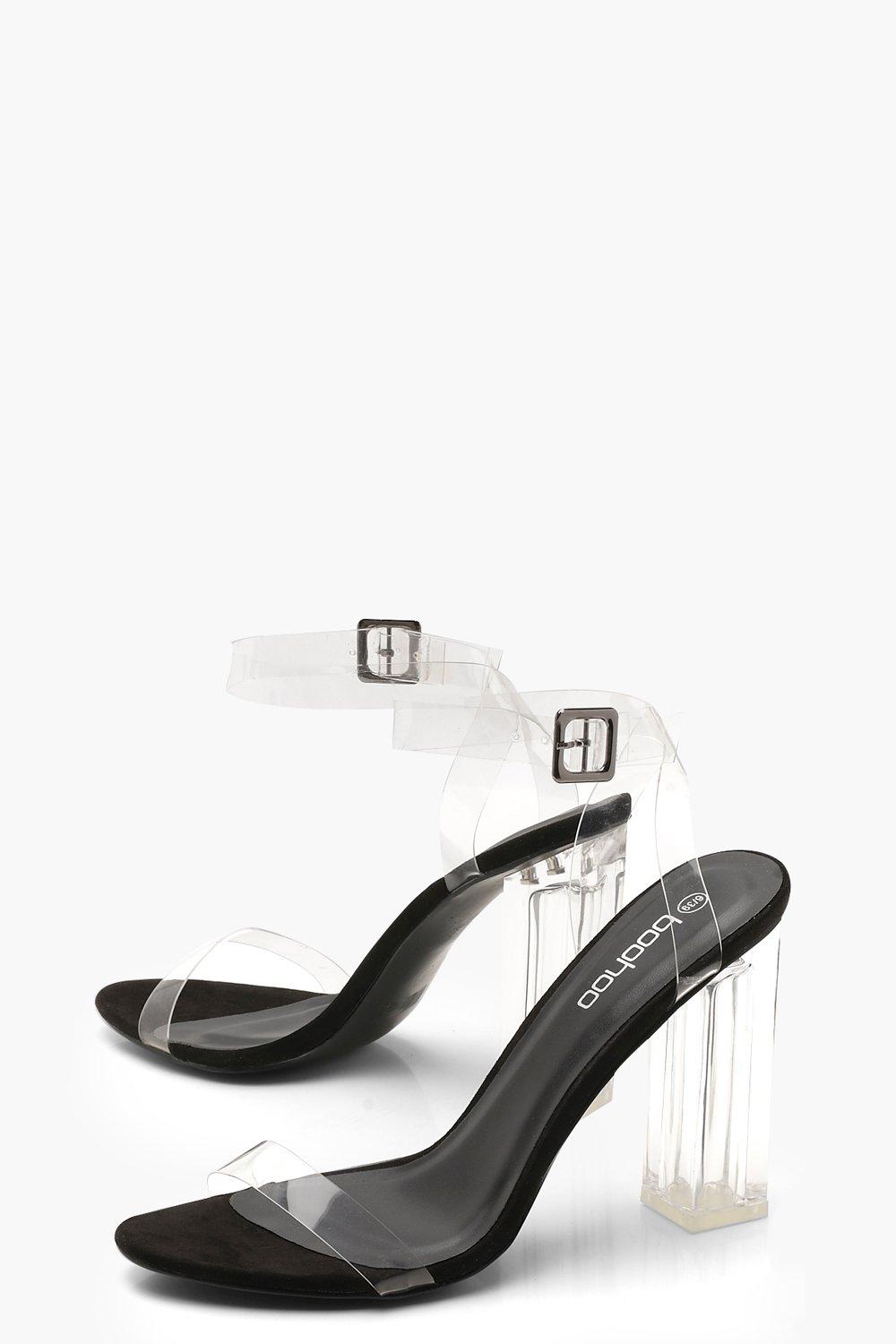 

Блестящие прозрачные туфли на квадратном каблуке из двух частей, Silver