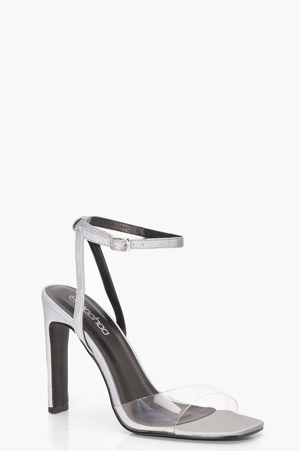 boohoo silver block heels