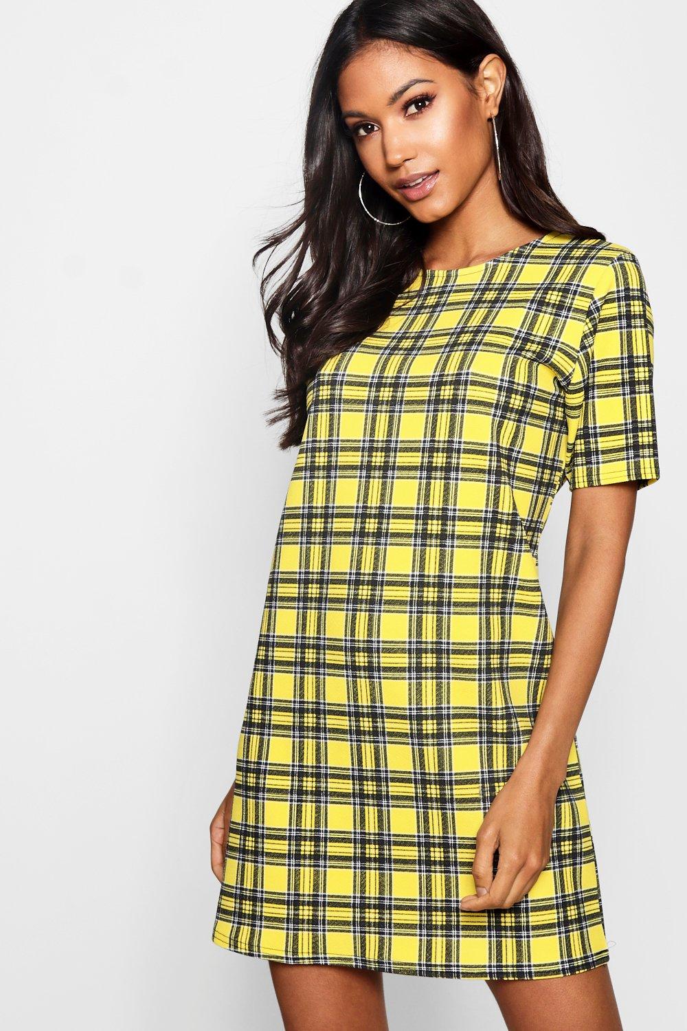 yellow tartan dress