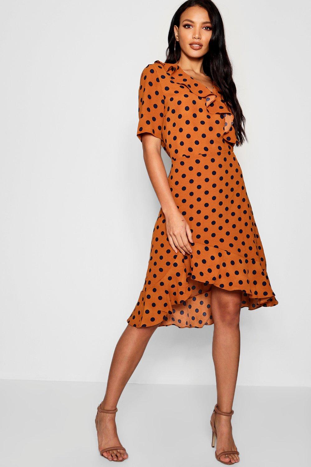 boohoo yellow polka dot dress