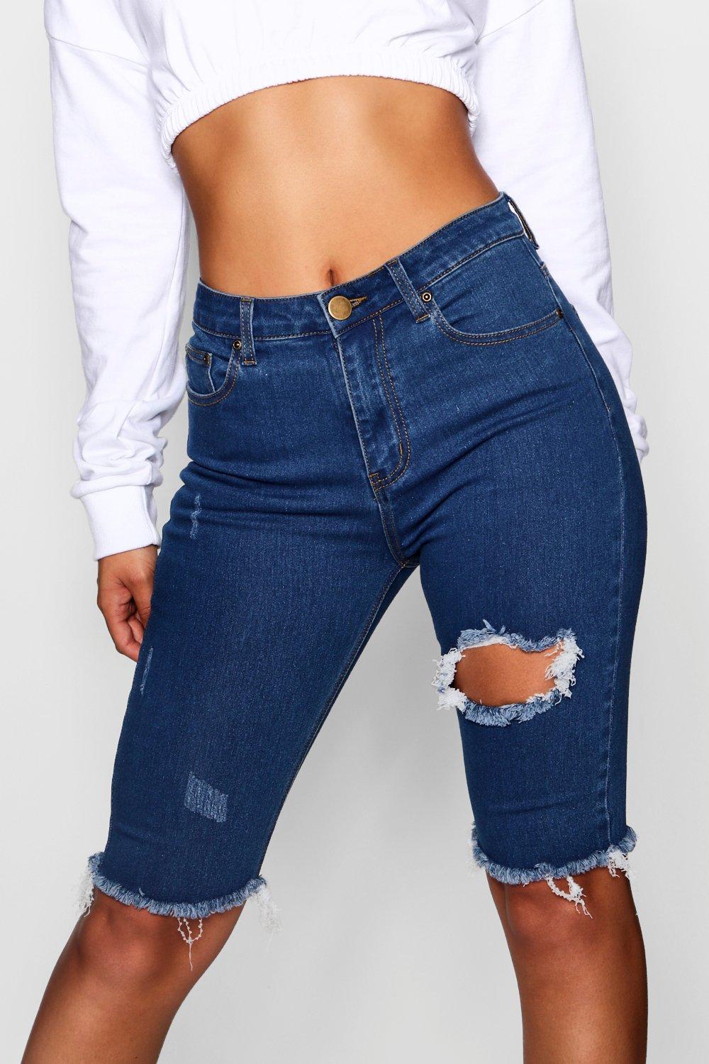 stretch denim shorts