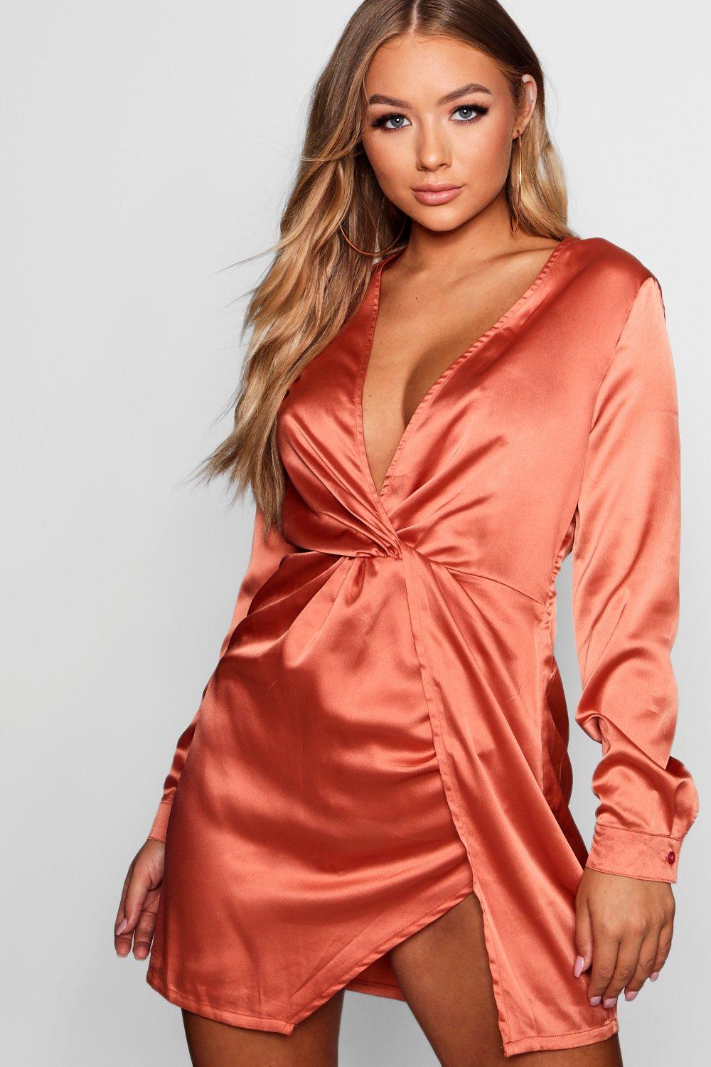 boohoo terracotta dress