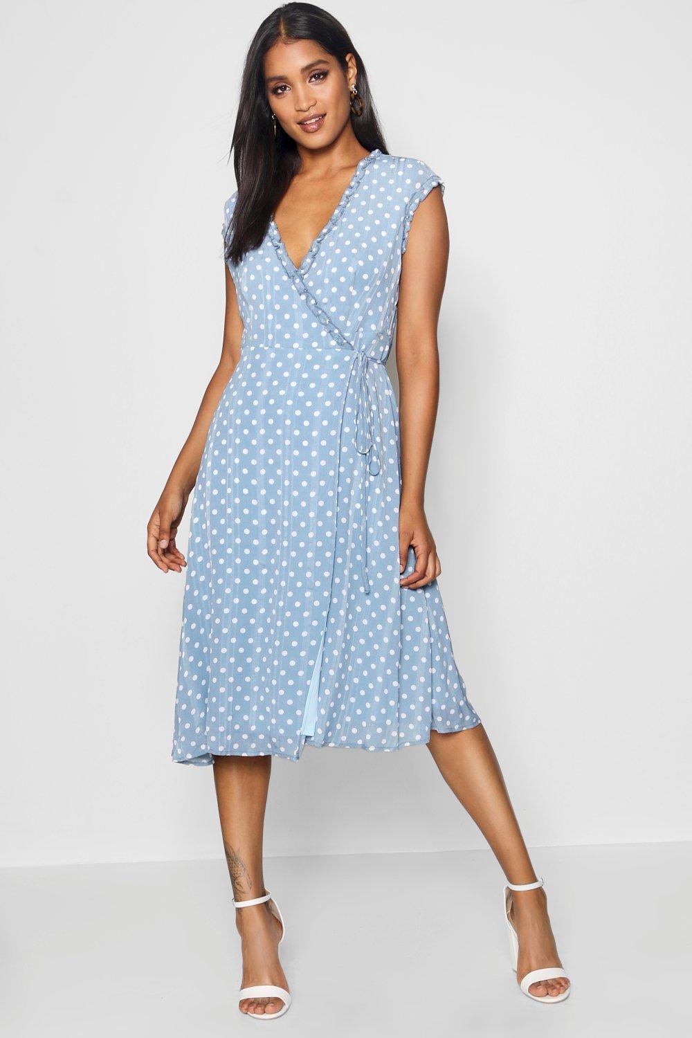 boohoo green polka dot dress