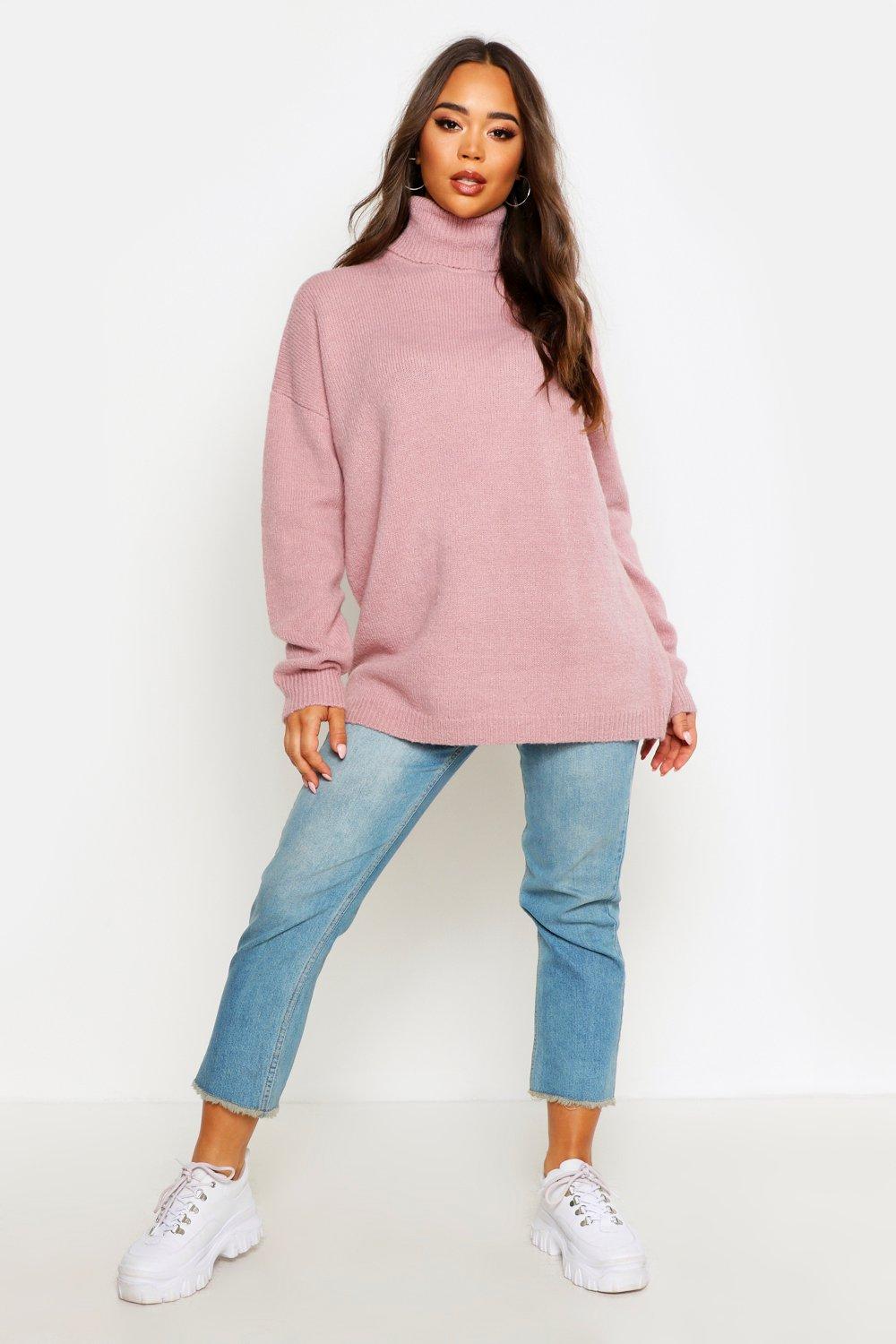 pink oversized roll neck jumper