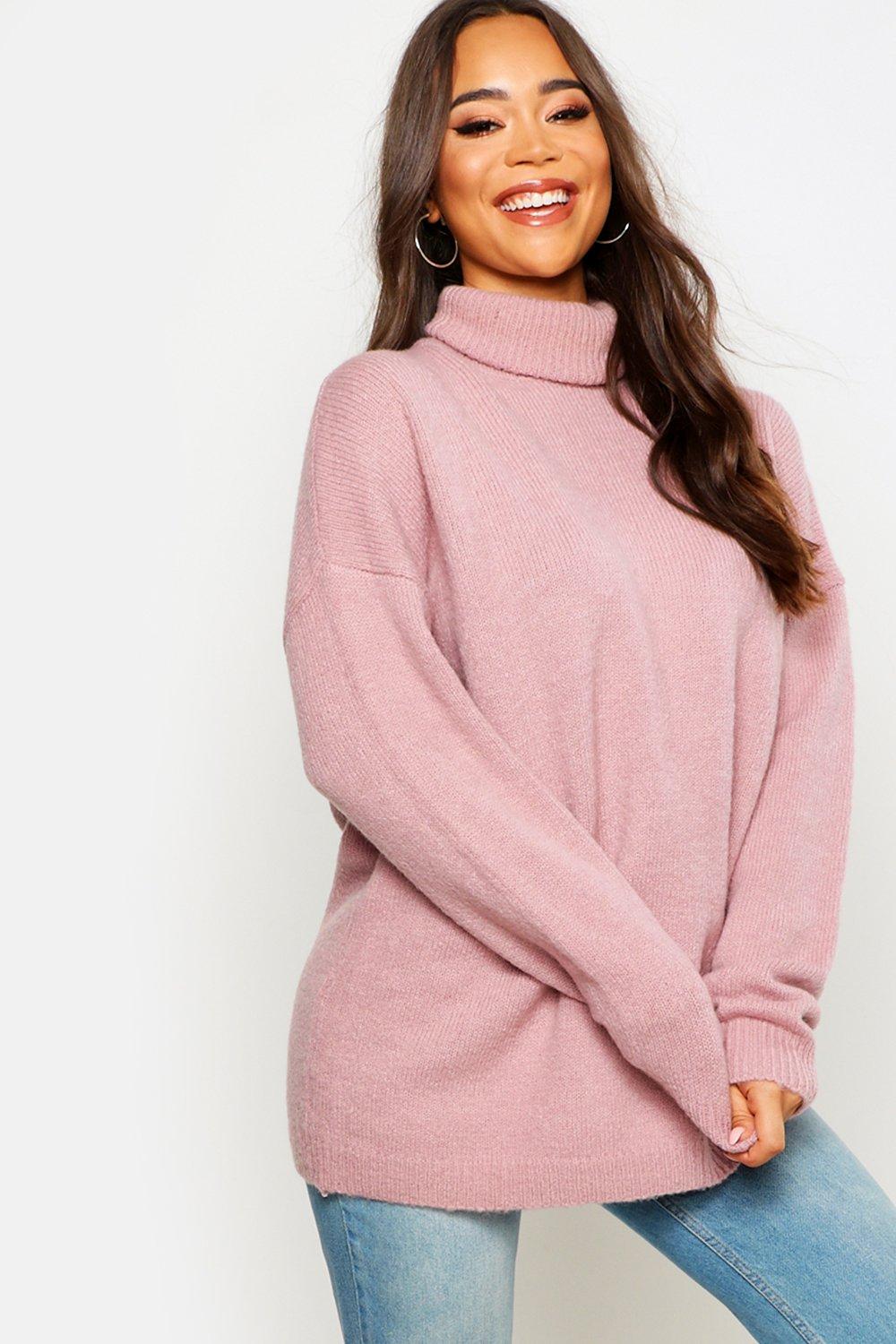 pink oversized roll neck jumper