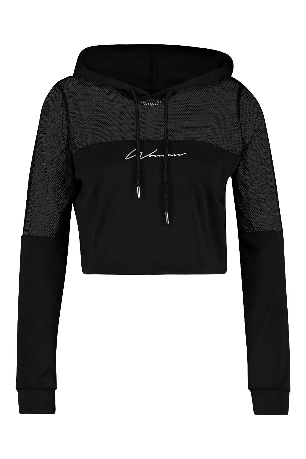 mesh panel hoodie