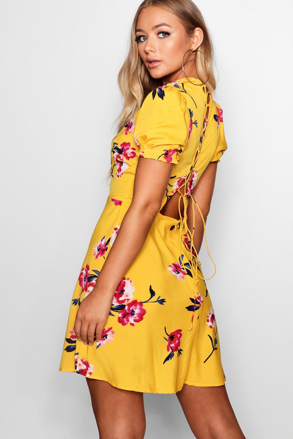 boohoo yellow floral dress