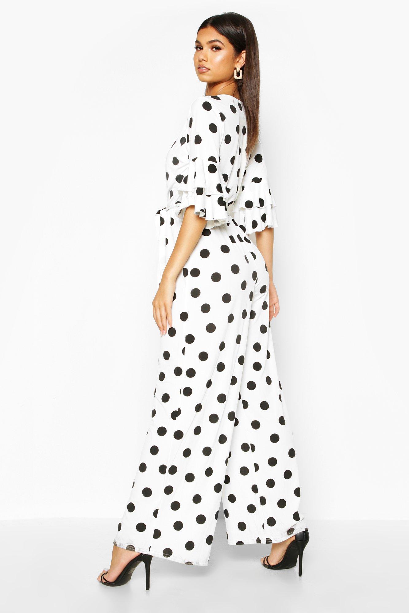 white polka dot jumpsuit