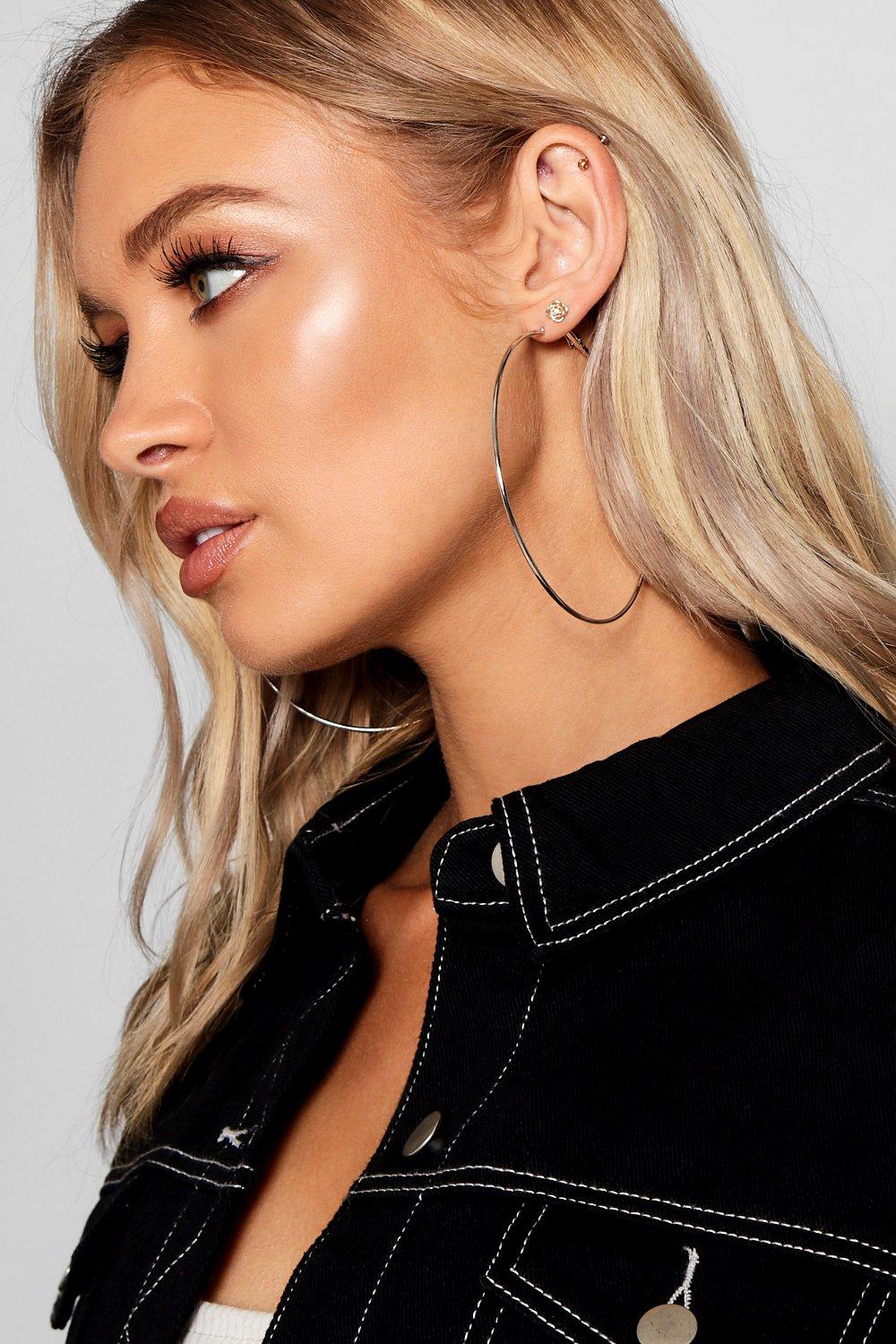 

Обычные серьги-кольца 6,5 см, Silver