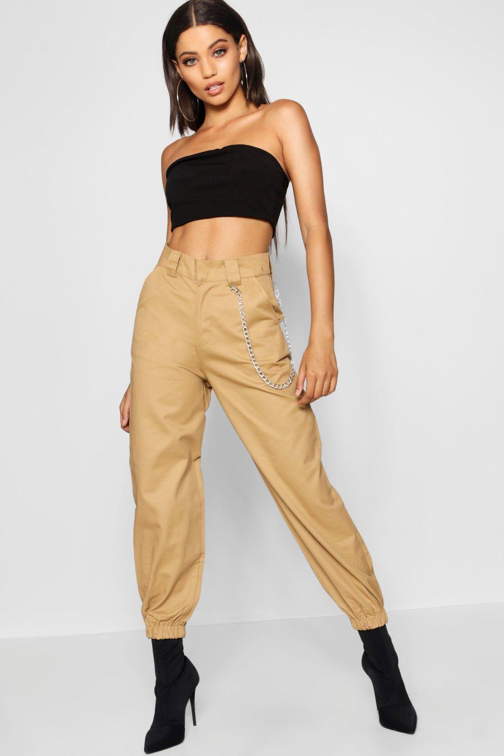 womens beige cargo trousers