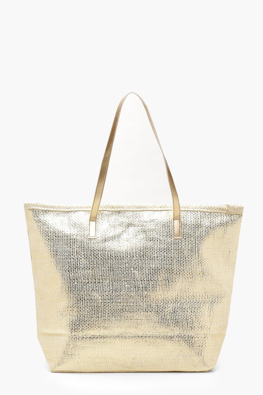 metallic beach bag