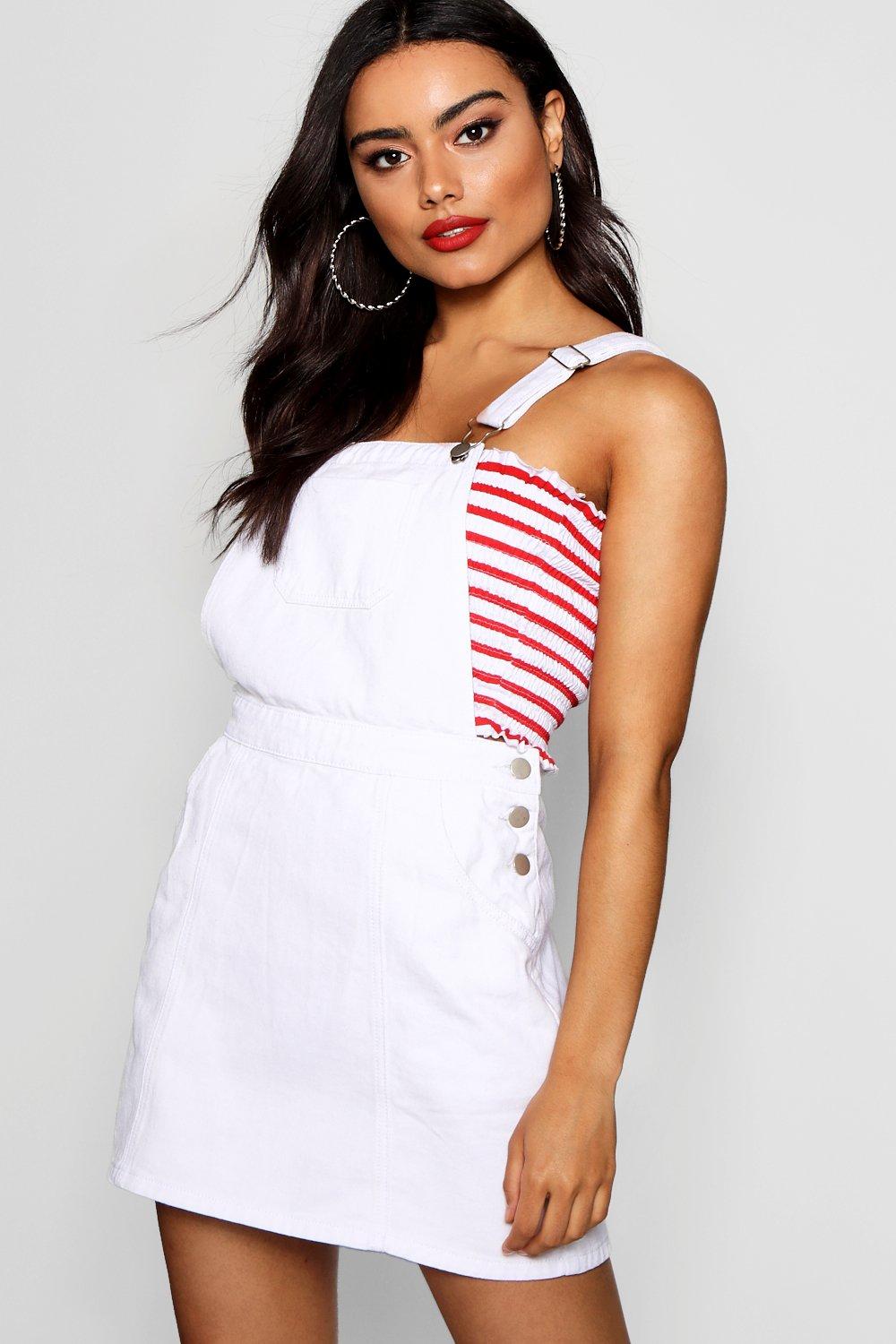 boohoo denim pinafore