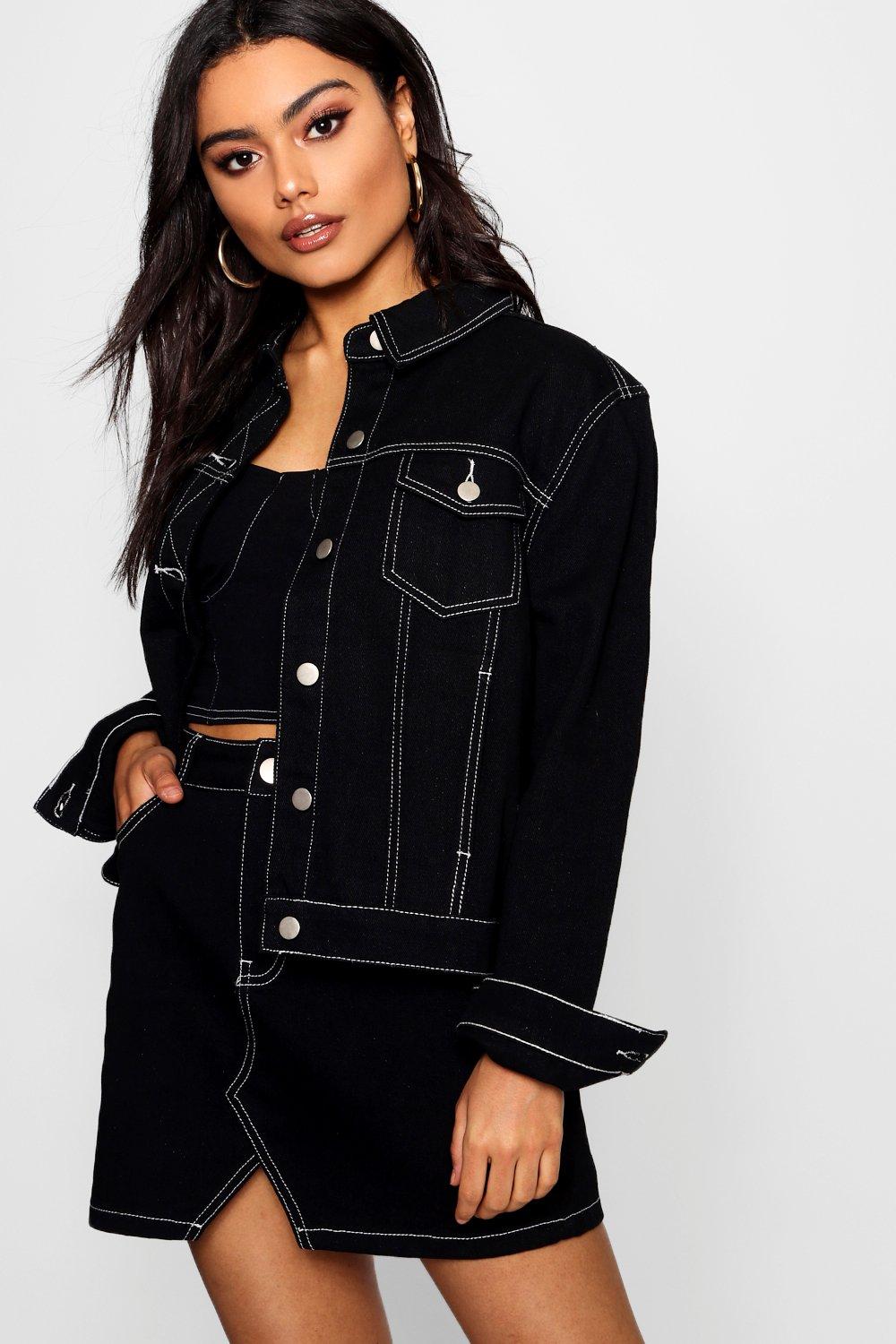 contrast stitch denim jacket