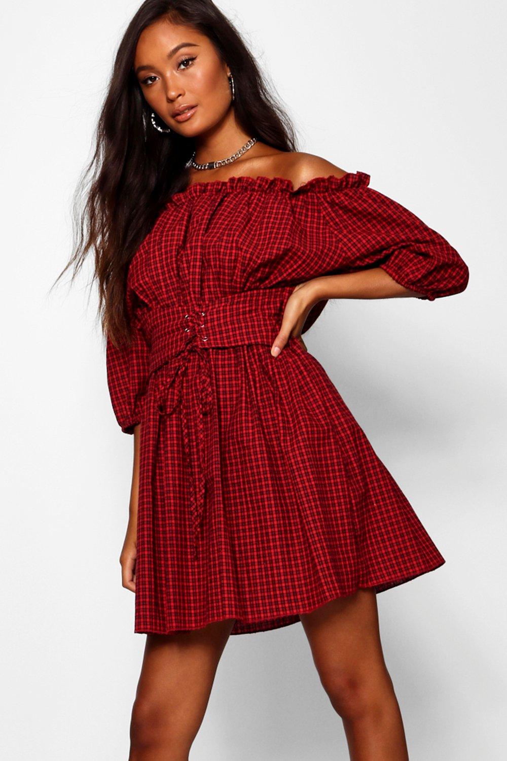 checked skater dress