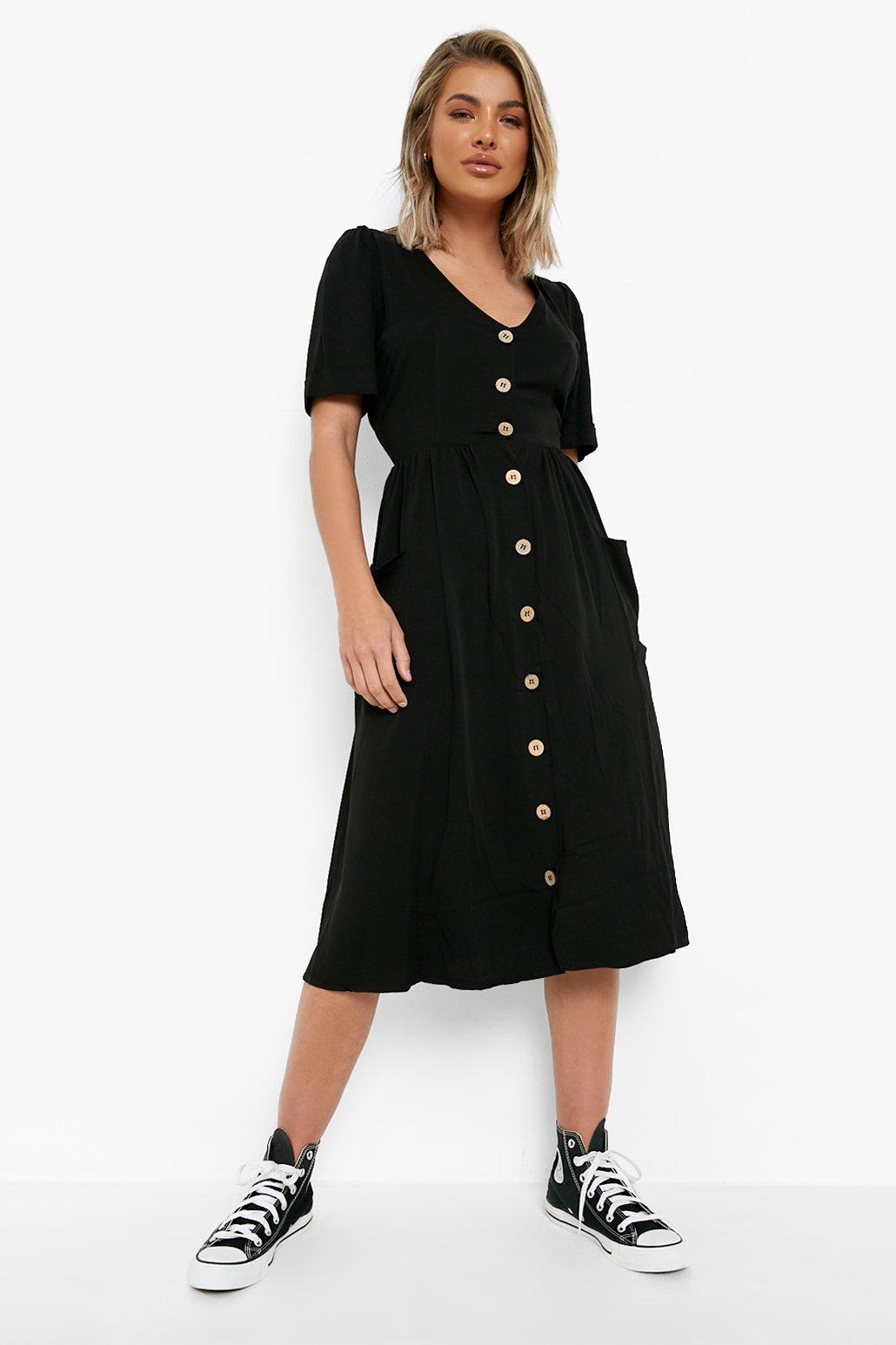 midi front button dress