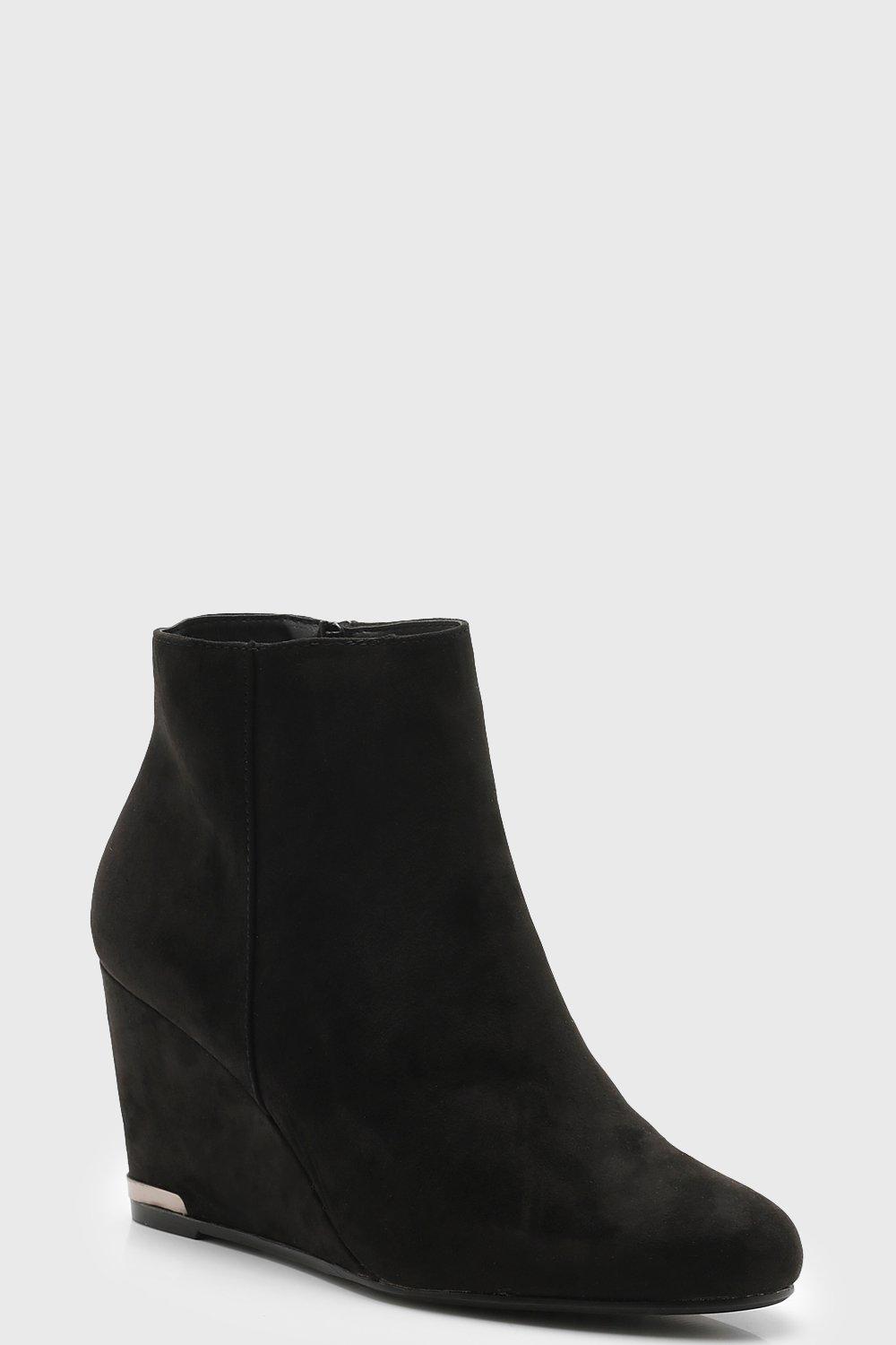 black wedge shoe boots uk