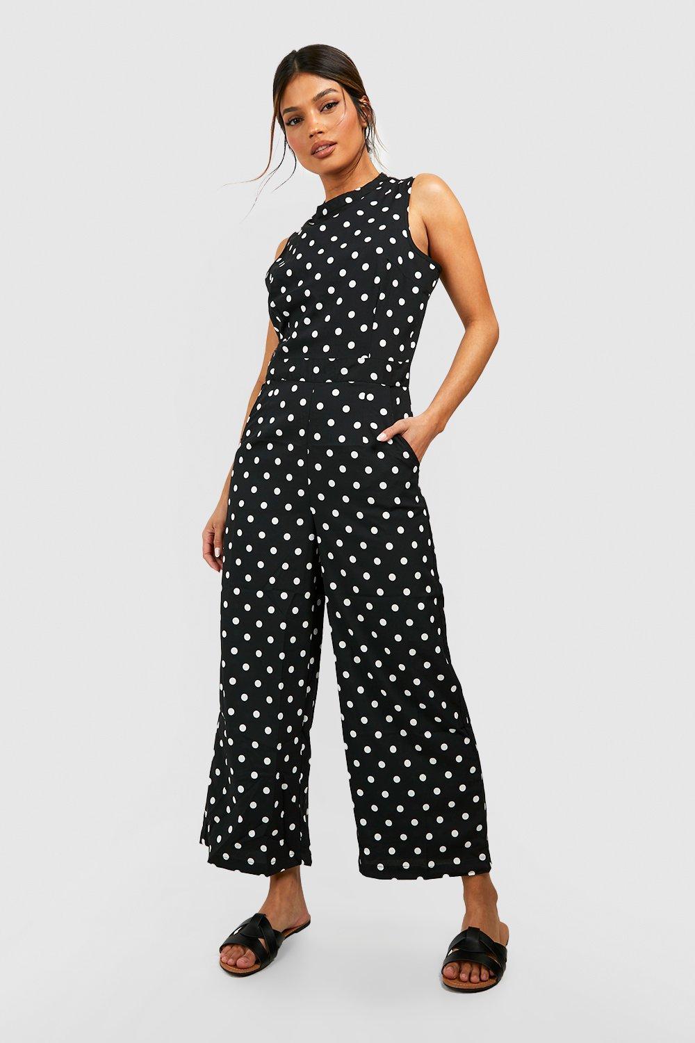 black polka dot playsuit