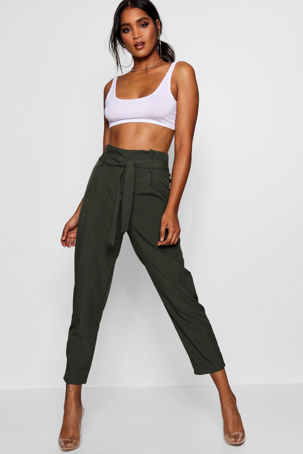 high waisted paper bag trousers