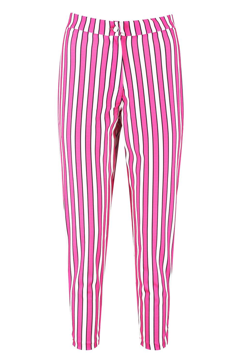 

Зауженные брюки в полоску, Hot pink