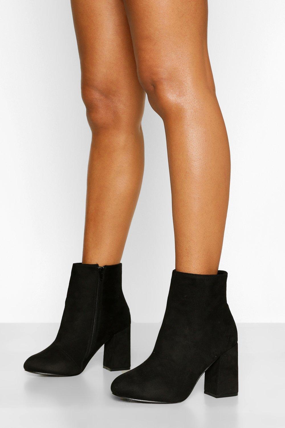 Bottines Pieds Larges À Talons Blocs - Noir - 36, Noir