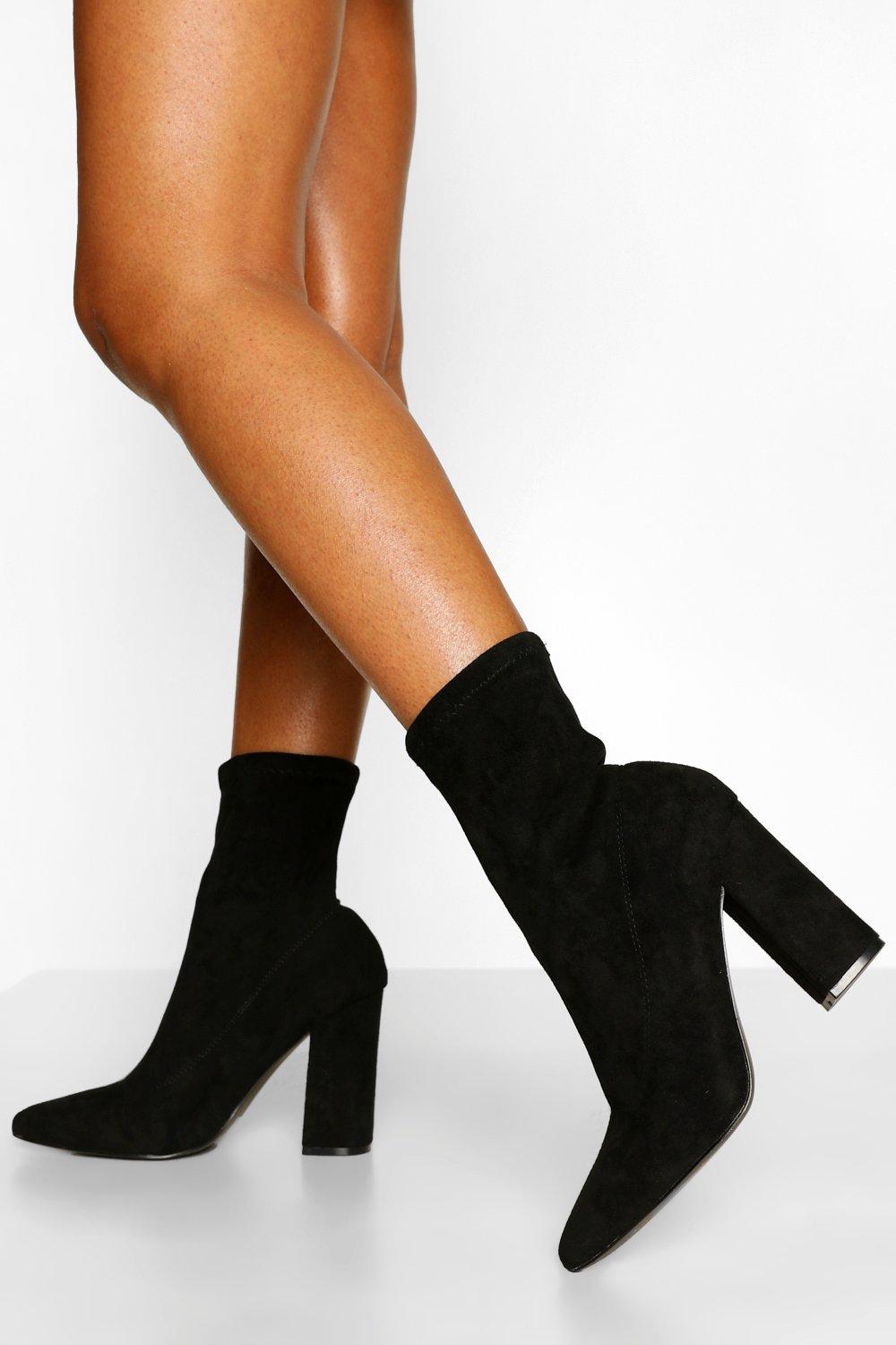 born meggs knit block heel sock boot