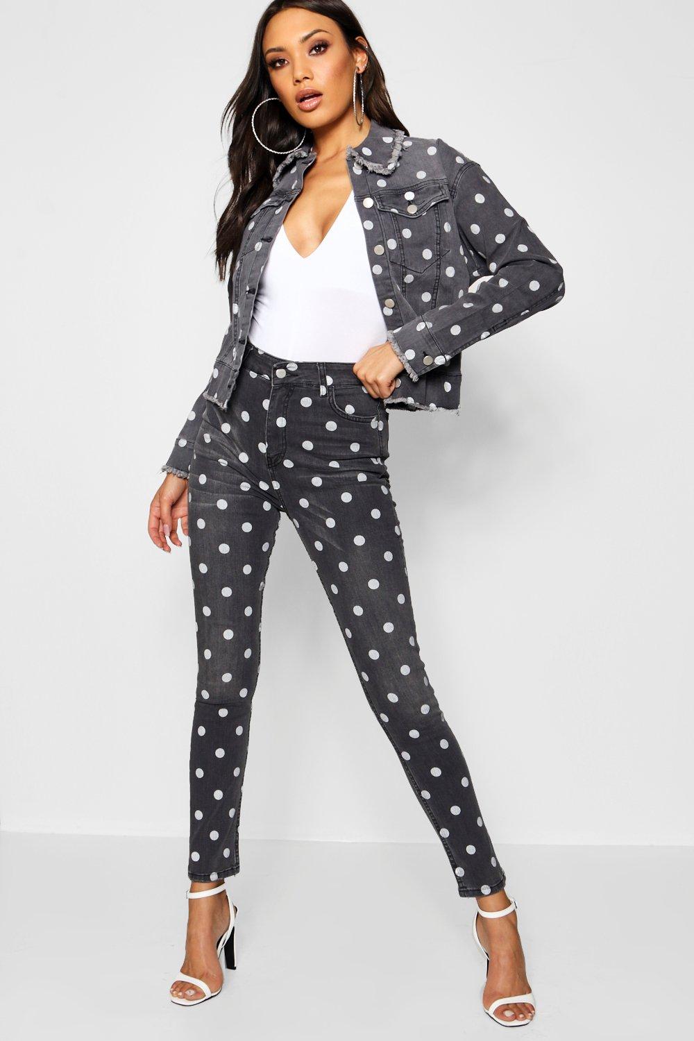 polka dot skinny jeans