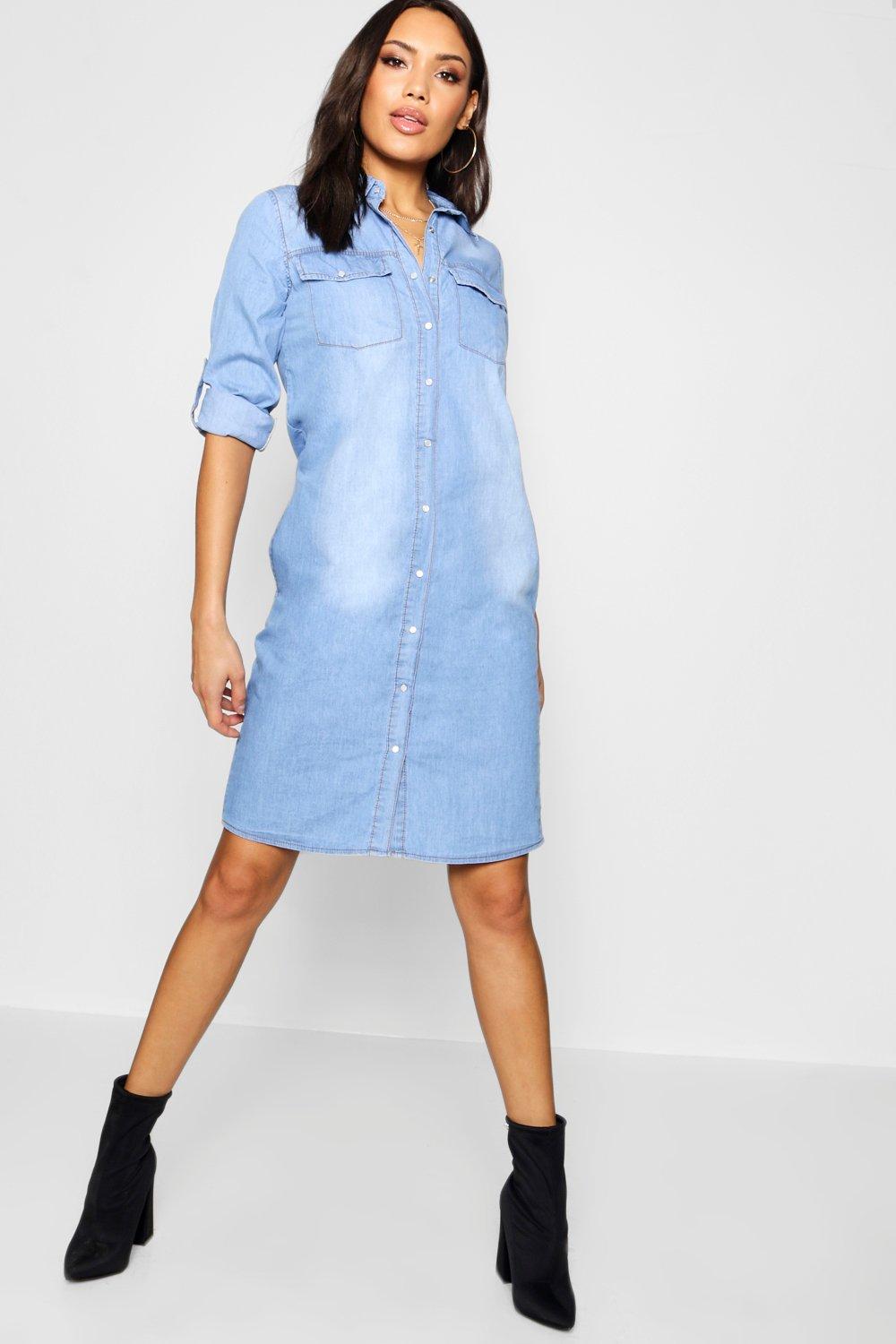 women's denim midi dress