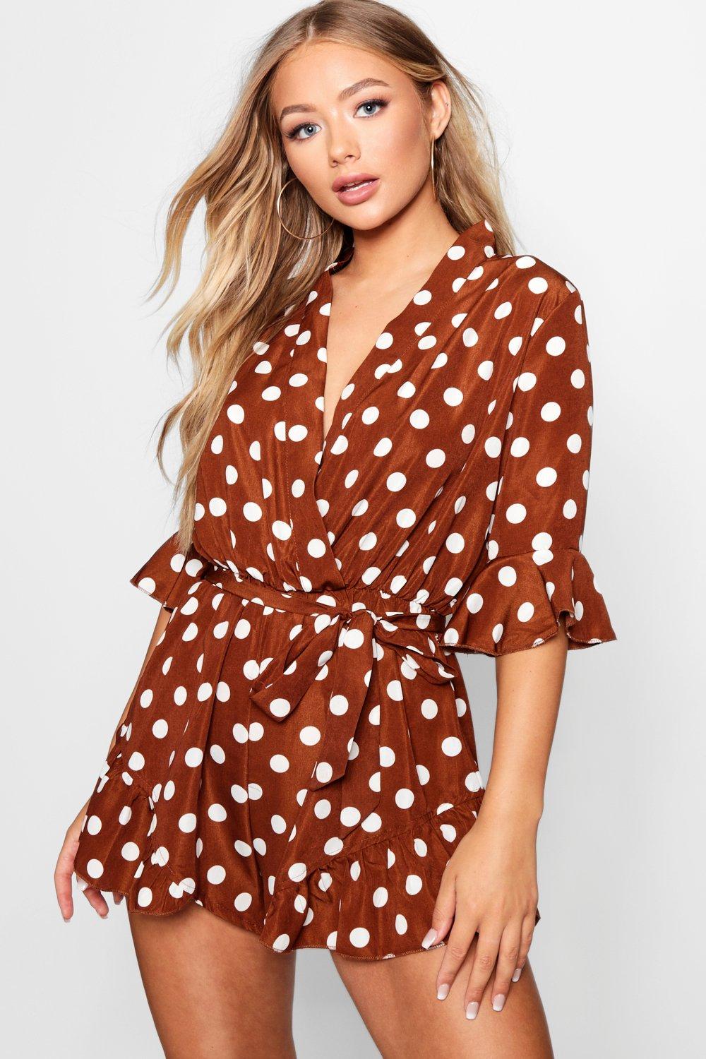 boohoo polka dot playsuit