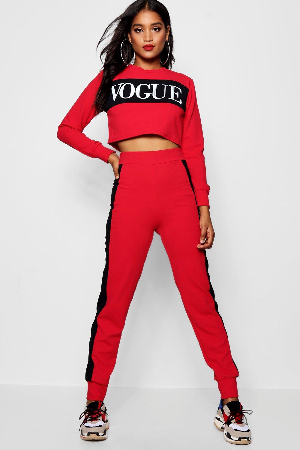 boohoo tracksuit red