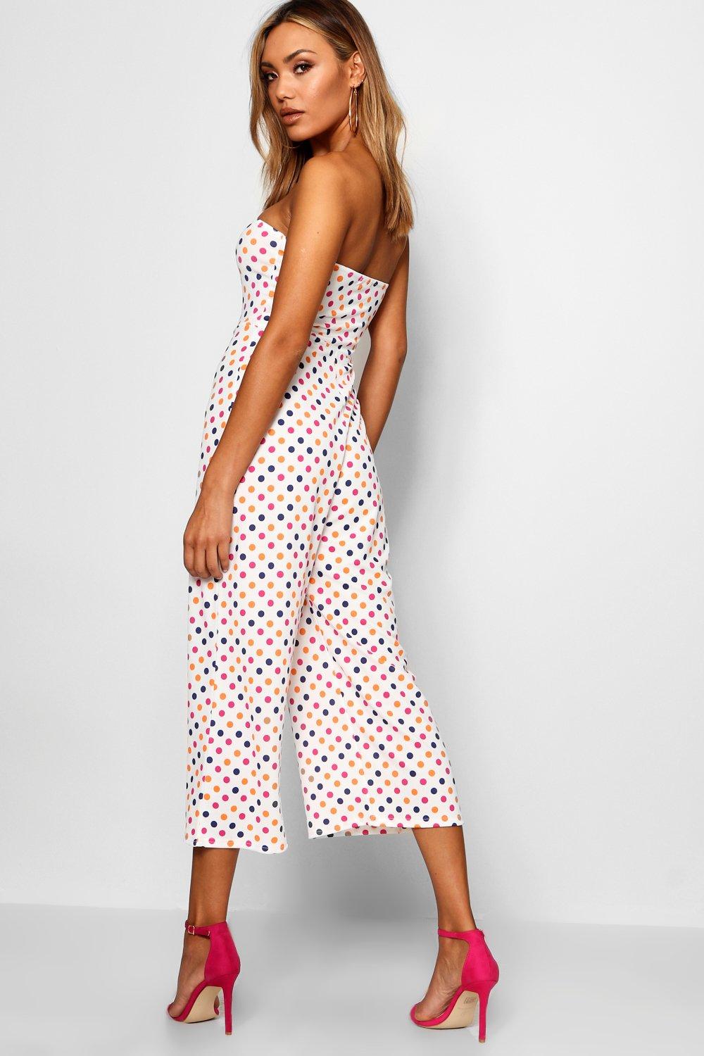 tan polka dot jumpsuit