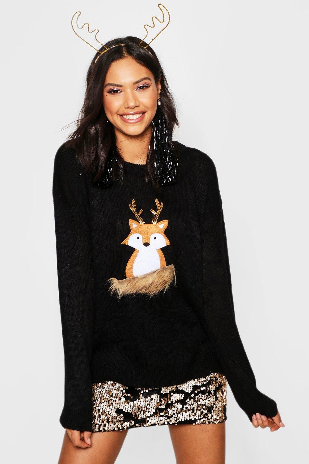 sequin fox jumper