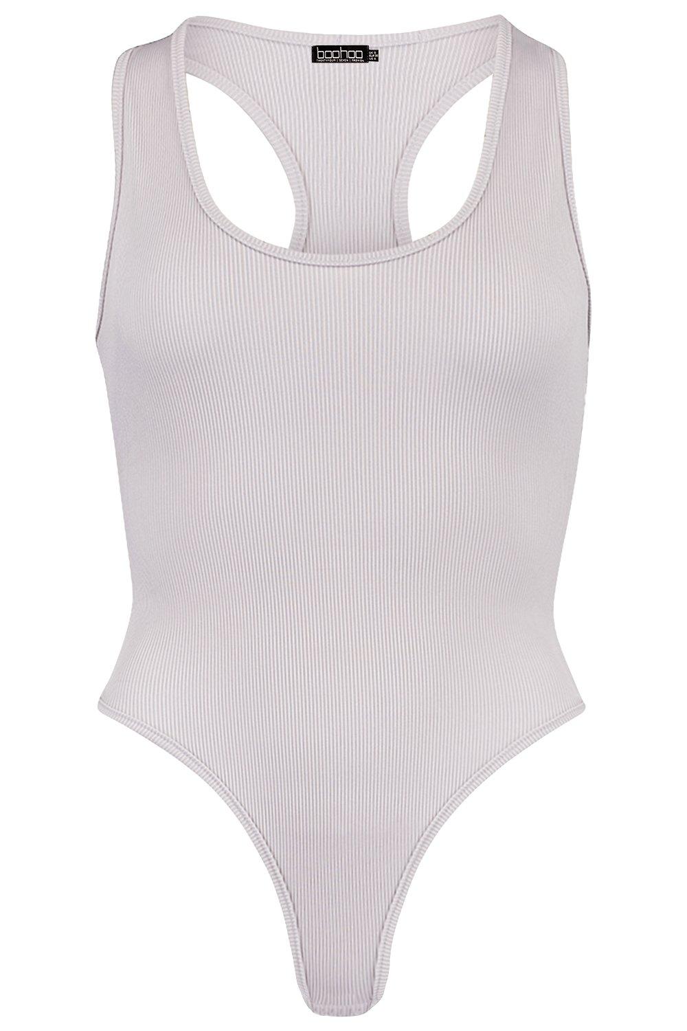 

Боди Basic без рукавов из ткани в рубчик с глубоким вырезом, Grey marl