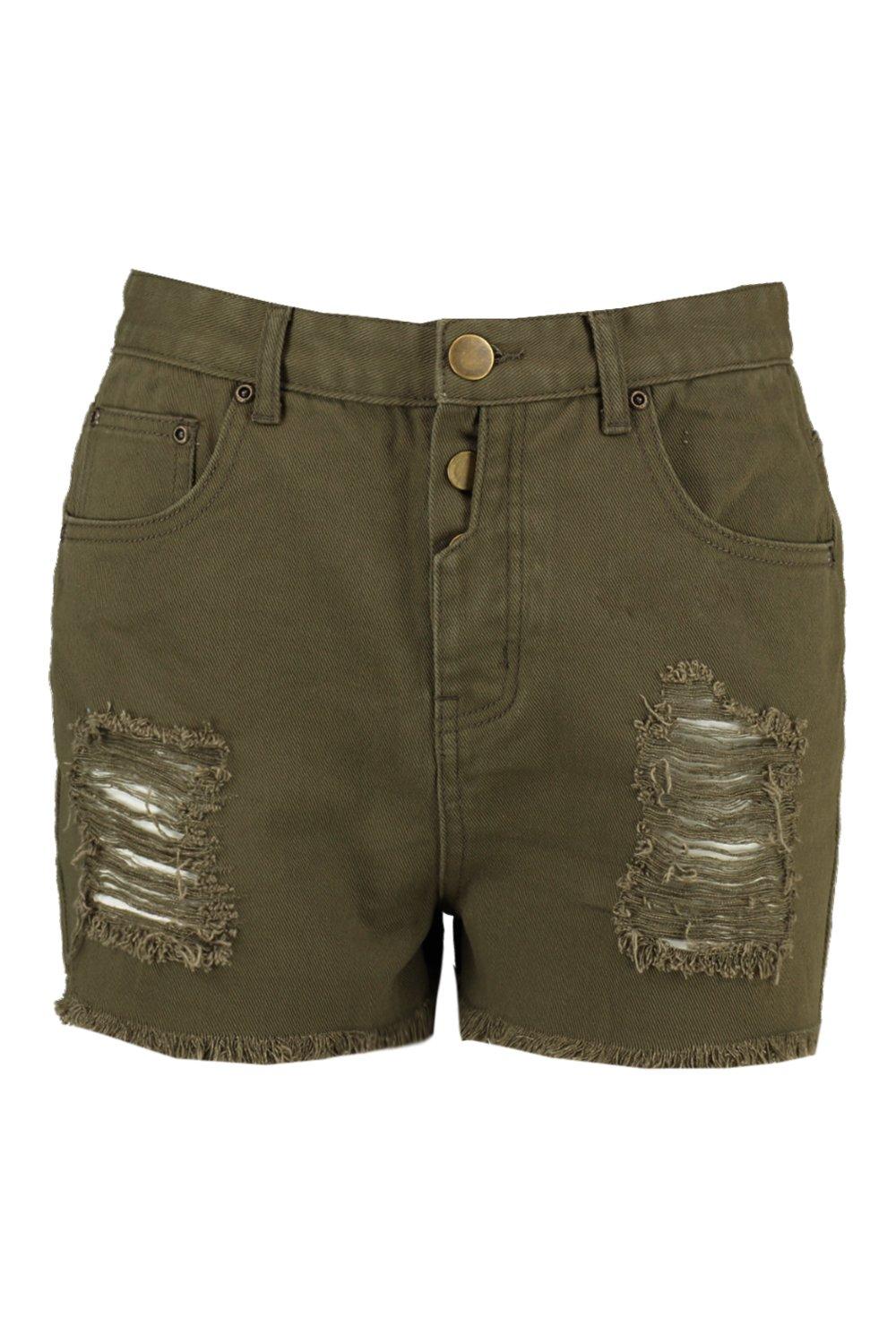 distressed khaki shorts