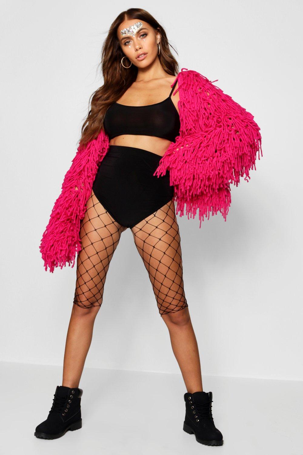 black fishnet cycling shorts
