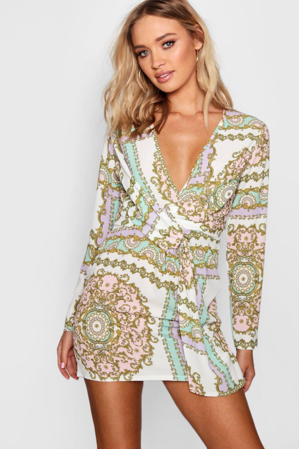 boohoo scarf print dress