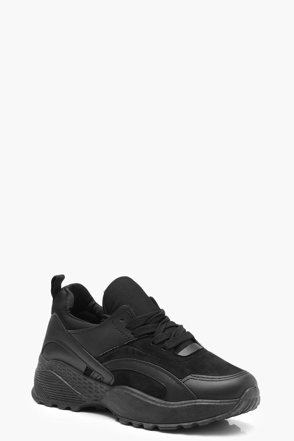 womens black chunky trainers
