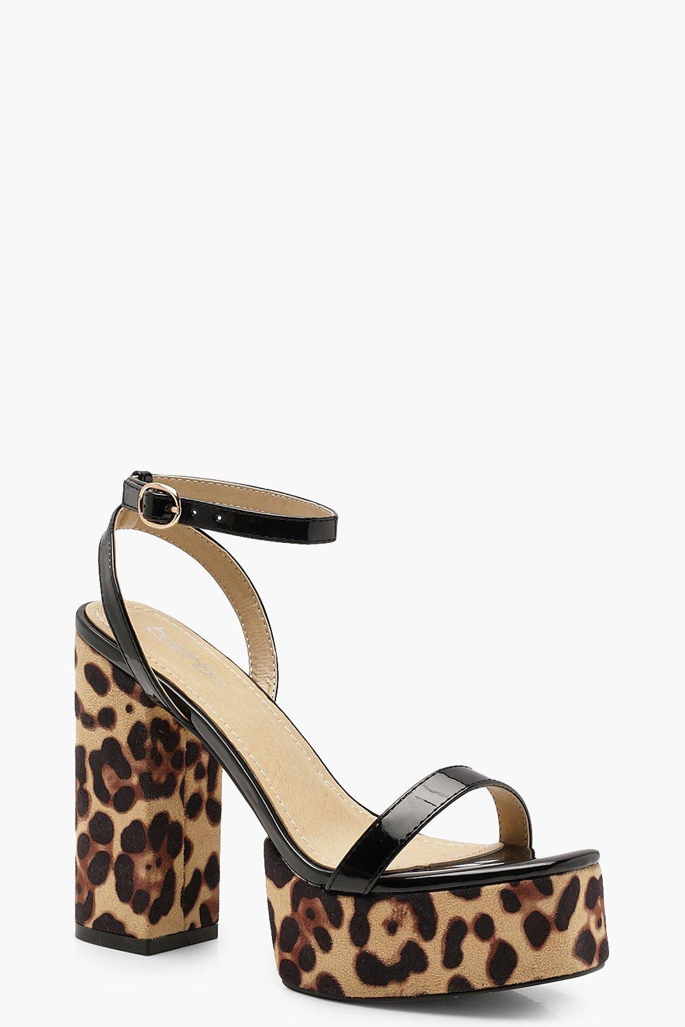 Leopard Print Platform Two Part Heels | Boohoo