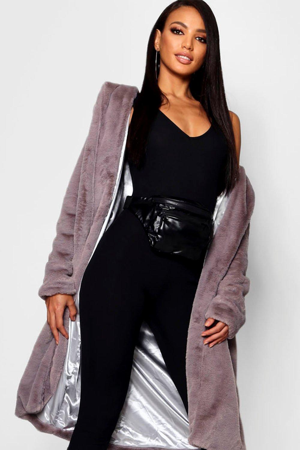 Hooded Faux Fur Coat | Boohoo