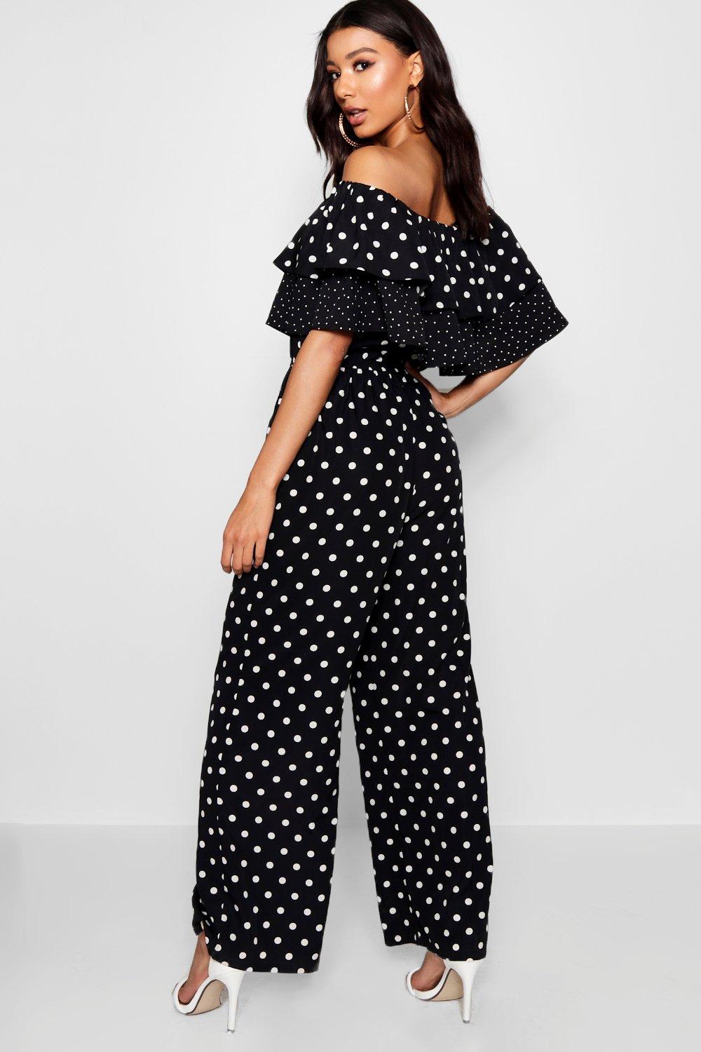 

Mix and Match Spot Ruffle Jumpsuit, Black