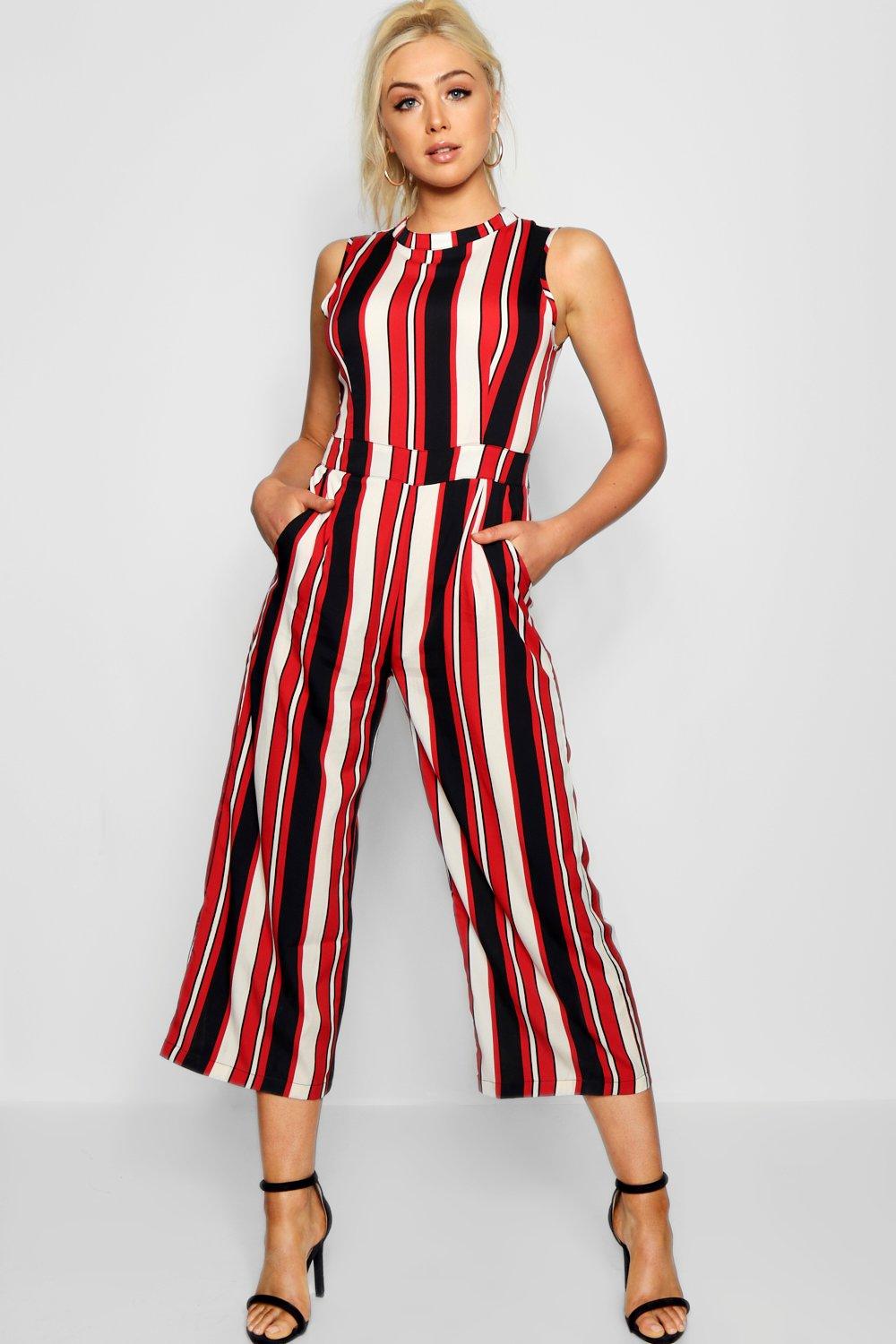 boohoo striped jumpsuit